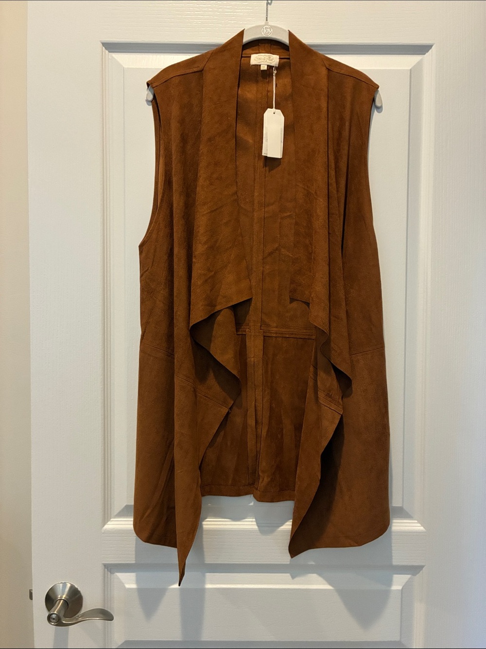 Mud Pie Brown Suede Draped Open-Front Vest